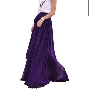 Dark Purple Chiffon Maxi Skirt